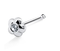 Stone Flower Shaped Silver Bone Nose Stud NSKD-21